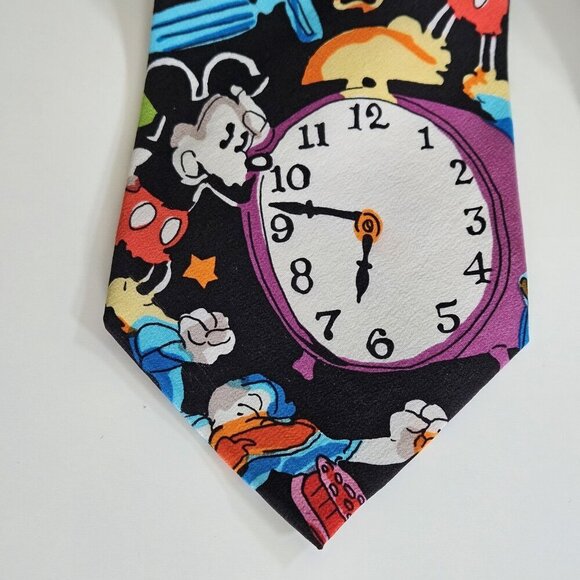 Disney Themed Silk Tie Lot of 2 Pooh Mickey Donald AOP W3.5 L57.5 - 58.5 Boho - Picture 10 of 16